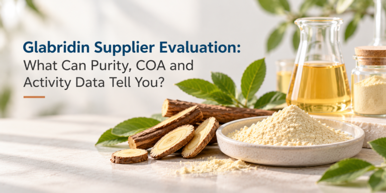 Glabridin powder and licorice root extract for cosmetic ingredient supplier evaluation